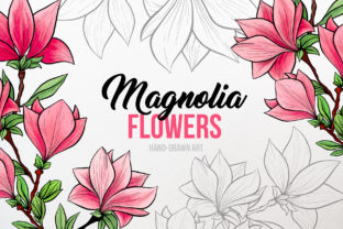Magnolia Flowers Hand-drawn Art: A Versatile Resource for Designers and Creatives