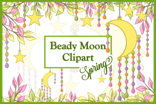 Spring Beady Moon with Branches Leaves