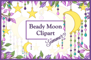 Summer Beady Moon with Leaves Branches: A Versatile Clipart Collection for Creative Projects