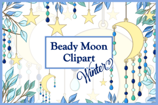 Winter Beady Moon with Leaves Branches